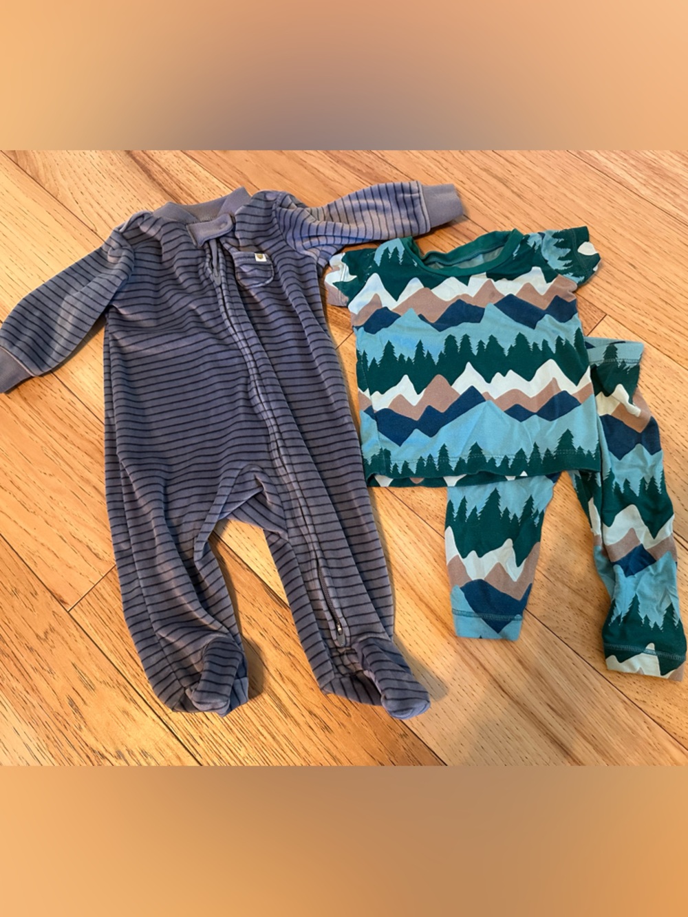 Kickee Pants Teal & Aqua Mountain Print Baby Pajama Set